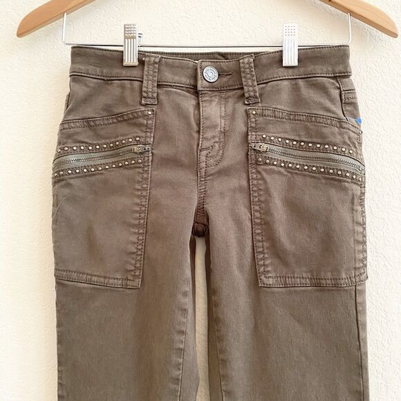 Joie Hazina Studded Skinny Ankle Pants Jeans Womens Size 24 Fatigue Green - Picture 2 of 12